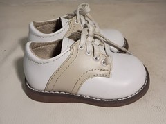FootMates Cheer 8404 Toddler Kids White Tan Dress Saddle Oxford Shoes Sz 3.5