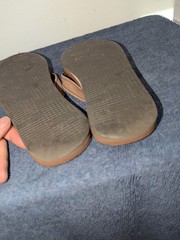 Rainbow Single Layer Sandals Kids Size 2-3 Brown Leather Slip On Thong