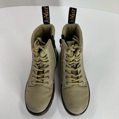 Dr. Martens Youth Combat Boots Size 13 Lace Up Side Zip Beige Canvas