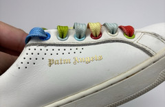 Palm Angels Unisex Kids Rainbow Logo Leather Low Top Sneakers White Blue EU 26