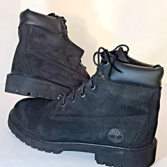 Timberland Premium Outdoor Boots Black Suede Waterproof 12907 US Size 5.5 Junior