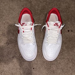 Nike Air Jordan 1 Low Kids Sneaker Leather White/Red US 10 CZ0790-161