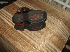 Mexico Square Toe Cowboy Western Boots Black & Brown Leather Youth sz 13 Mex 20