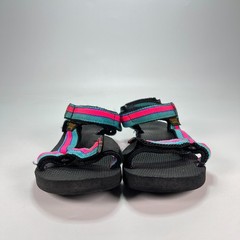 Teva Original Universal Pink Teal Black Hook & Loop Sports Sandals Youth Size 3