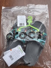 Classic Crocs Printed Slides K Size C13 Open Toe Slip-On Sandals Boys Girls