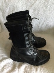 UGG AUSTRALIA 1005582K BUTTE II CWR BLACK SUEDE LEATHER BOOTS Size 5 US/35 EUR