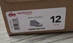 See Kai Run Drew Gray Blue Sneakers Hook & Loop Lace Up Unisex Kids Size 12