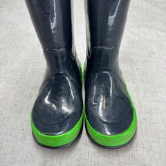 Bogs Kids Rainboot Solid Blue Green Waterproof Rubber Boots Outdoors Size 11