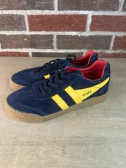 Gola Navy Suede Red Leather Wingflash Harrier Lace Up Retro Sneakers, size 32 2