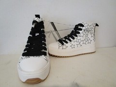 Art Class Kids Blakely High-Top Side Zip Fashion School Sneaker White Stars Sz 1