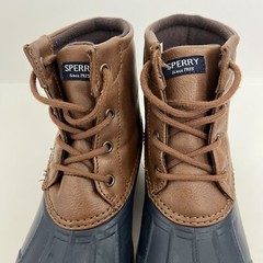 Sperry Top Sider Unisex Big Kid Size 1 Port Boot Brown & Navy Rubber Outdoor