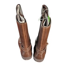 Stride Rite Jess Riding Boots Kids 8M Brown Faux Leather Bow Detail Tall Boots