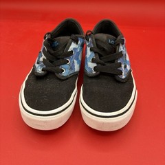 VANS Child’s Blue Camouflage Canvas / Black Suede Lo Skateboard Shoes Size 1