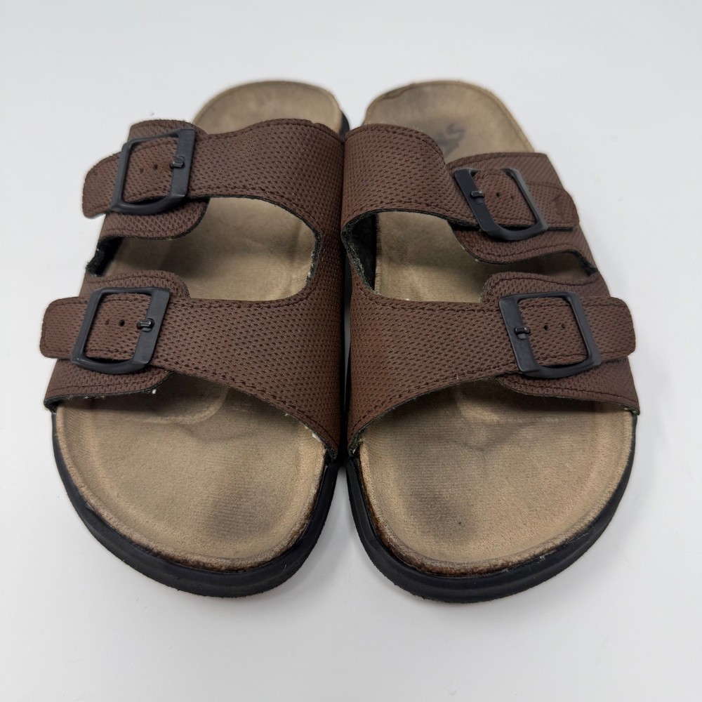 Quicksilver Sandals Size 2 Brown Double Buckle Slides Comfort Footbed Casual Kid