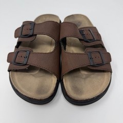 Quicksilver Sandals Size 2 Brown Double Buckle Slides Comfort Footbed Casual Kid
