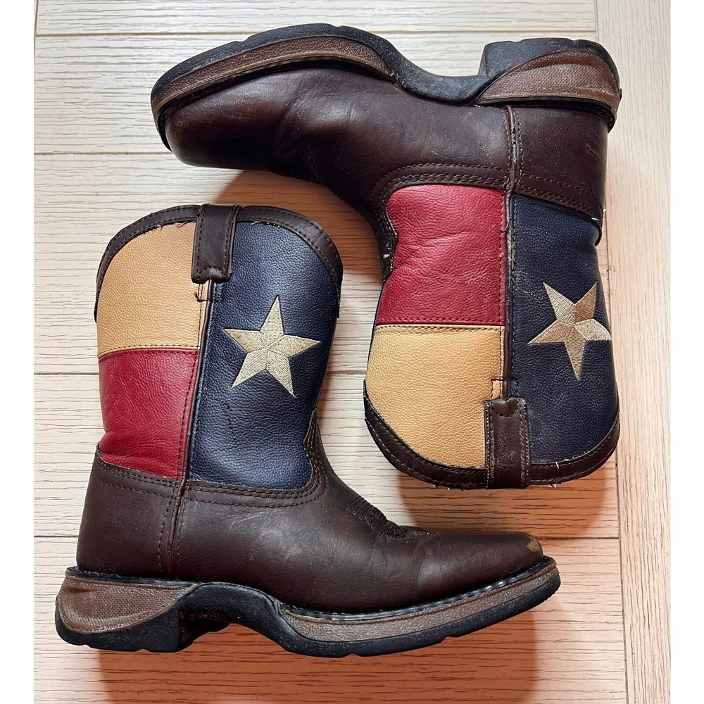 Durango kids Texas flag brown western boots. Red, white & blue. Sz kids 2.5M.