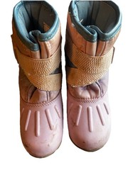 Carter’s Pink/Blue Ankle Snow Boots Hook & Loop Strap Logo Kids US 7