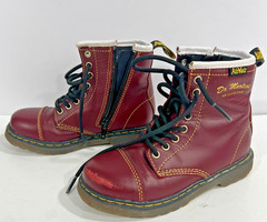 Dr. Doc Martens 1460 T Side Zipper Boot Toddler Size 11 Softy T Leather Lace Up