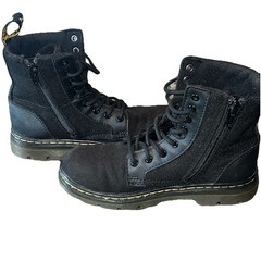 Dr. Martens Doc Combs J Kids Size US 1 Black Combat Lace Up Canvas Zip Up