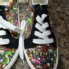 Super Mario Bros Sneakers Canvas Shoes Size 4 Boys Ground Up 2022 Multicolor Blk