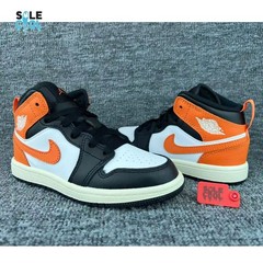 Nike Air Jordan 1 Retro Mid White Black Orange PS PRESCHOOL Shoes DQ8424-801