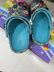 Crocs Classic Lisa Frank Clog K Digital Aqua Multi Kids Size 11 Used w Box