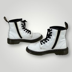 Dr. Martens 1460J Boots Youth US 1 White Leather Side Zip AirWair Unisex