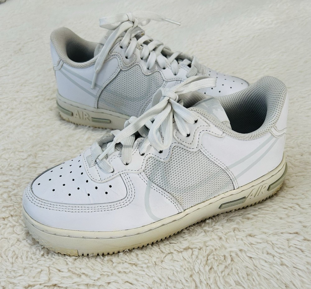 Nike Air Force 1 React White Kids Junior Trainers Size US 4.5Y – EUR 36.5