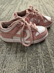 Nike Dunk Low Top Shoes Kids Size 11C Pink White Leather Sneakers HV0930-100