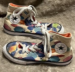 Converse Paint Splatter Lace Up High Top Sneakers 656144F Big Kid Junior Size 2