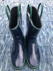 Western Chief Waterproof Navy Blue Rain Boots Easy Pull-On Handles Big Kids Sz 1