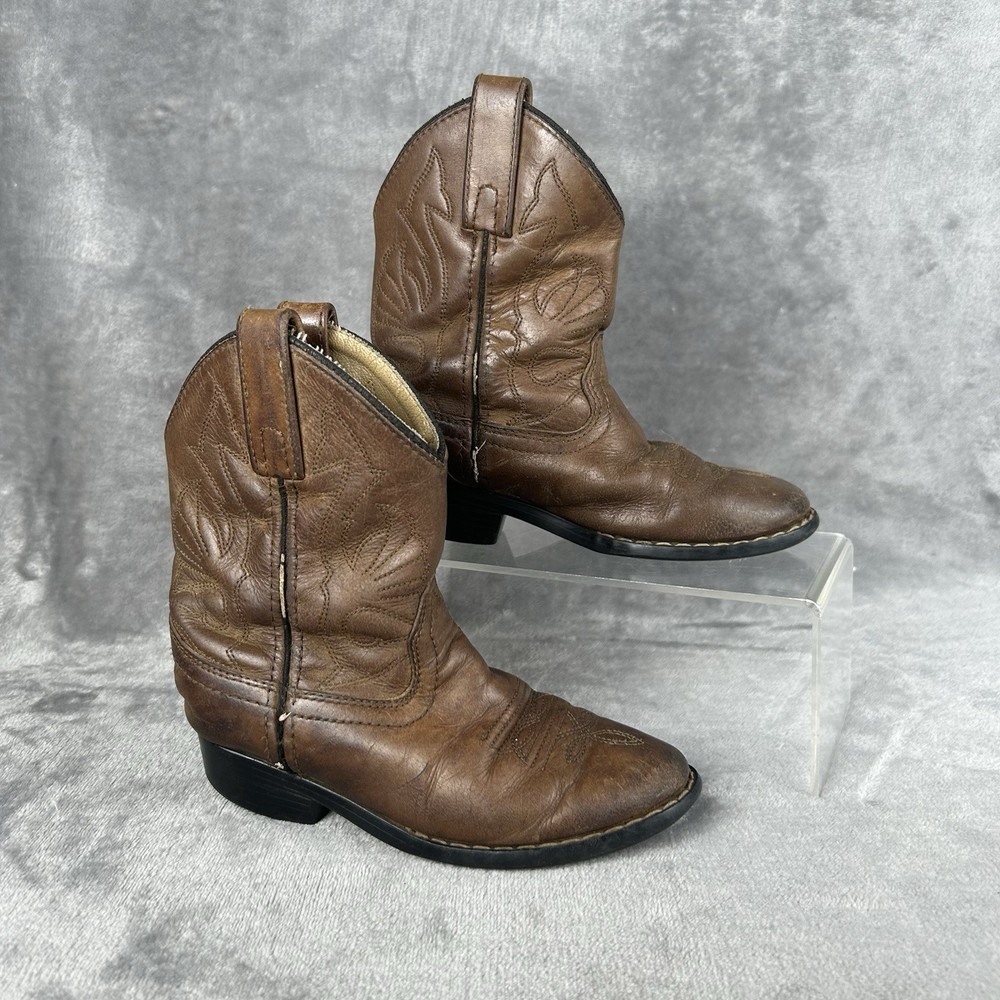 Masterson Boot Co. Brown Leather Cowboy Boots Youth Size 10.5 M Style RB2000C