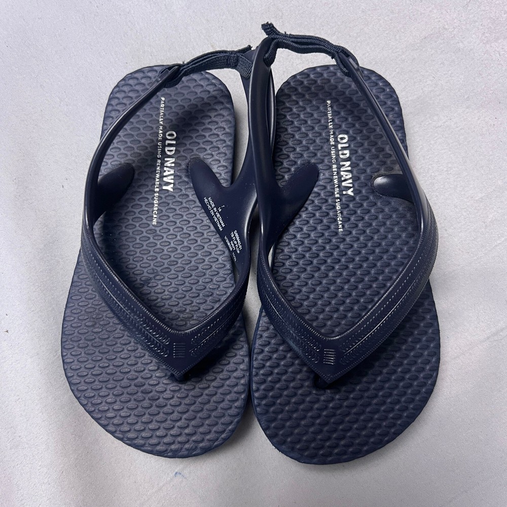 Old Navy Toddler Flip Flops Navy Blue Sandals with Backstrap Size 7