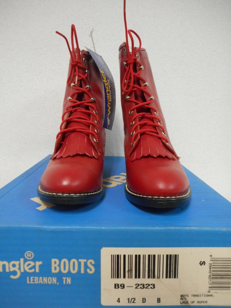 Wrangler Boys Traditional Red Lace Up Ropers