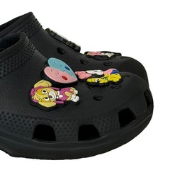 Crocs Classic Clog Kids Black Size C 11 Character Charms Jibbitz Slip On Shoes