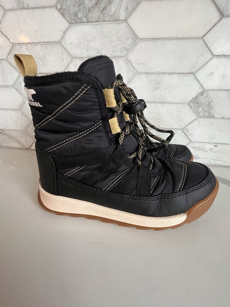 Sorel Youth Whitney II Short Lace Boots Black Snow Winter Little Kids Baby sz 1