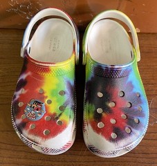 CROCS Child’s Size 12 Classic Tie-Dye Graphic Clogs Summer Shoes 206995