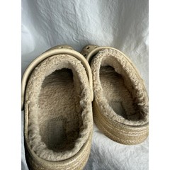 Crocs Classic Lined Gold Glitter Clogs Kids Size J2 Faux Fur Warm Sparkle Shoes