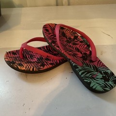 Tropical Print Unisex Kids Flip Flop Sandals Pink Green Orange Black Synthetic