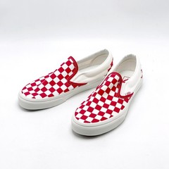 *NEW* Big Kids VANS Classic Slip-On Checkerboard Shoe RACING RED (VN000D35JV6)👍