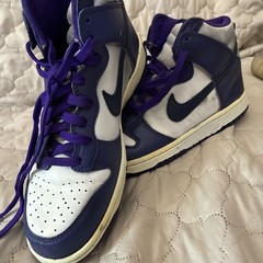 Nike Dunk High Men’s High Top Sneakers Purple/White Lace-Up Size 7Y