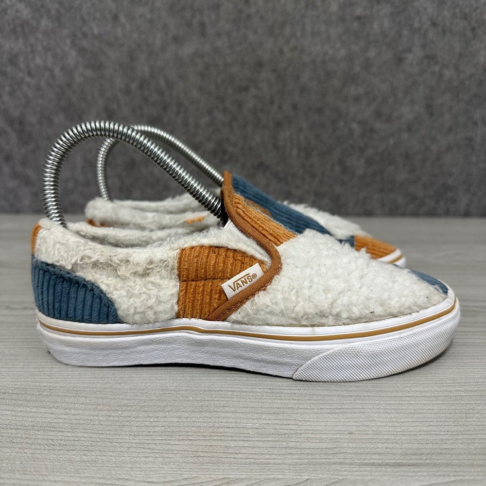 Kids Vans Classic Slip On Sherpa Corduroy Patchwork Shoes Size 3 US