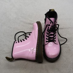 Dr. Martens Girls 1 Combat Boots Pink Patent Leather Lace Up Durable Punk 1460J