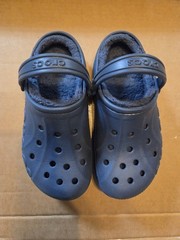 Crocs Navy Lined Clog J2 Dual Comfort Faux Fur Unisex Kids Shoes
