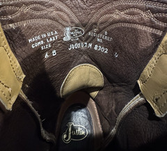 Men’s Justin Tan Ostrich Roper Boots SZ 6