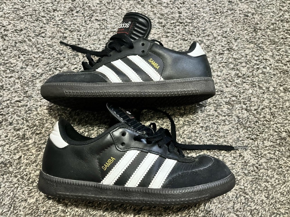 adidas Samba OG Sneaker Black White Leather Shoe Size 3 Unisex Big Kid Youth