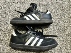 adidas Samba OG Sneaker Black White Leather Shoe Size 3 Unisex Big Kid Youth