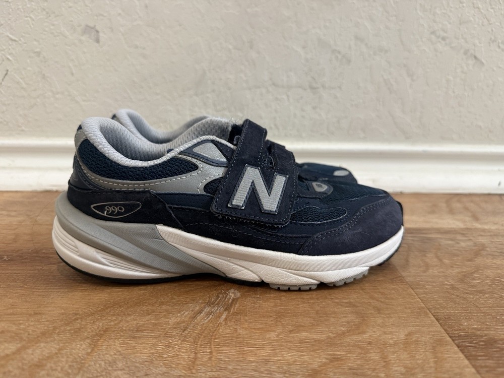 New Balance 990 V6 Hook and Loop 1.5 Xtra Wide Toddler Gray and Navy