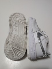 Nike Force 1 Low Toddler Shoes Size 7C White Metallic Silver Sneakers