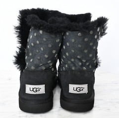 UGG Girls‘ Bailey Button Polka Dot Boots Sheepskin Suede Short Winter Kids Sz 4
